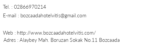 Vitis Hotel telefon numaralar, faks, e-mail, posta adresi ve iletiim bilgileri